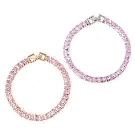 5mm Pink Stones Women Tennis Bracelet