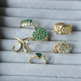 Exquisite Simple Emerald Adjustable Open Ring