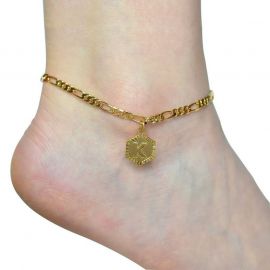 Stainless Steel Hexagon Initial Letter Charm Anklet