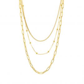 Three Layers Paperclip Chain Necklace