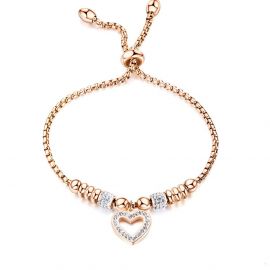 Heart Charm Adjustable Chain Link Bracelet