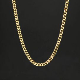 Women's 5mm Stainless Steel Cuban Link Chain in Gold