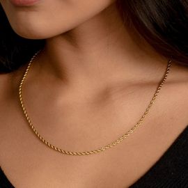 3mm 18K Gold Finish Rope Chain for Women