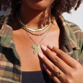 Stainless Steel Africa Map Pendant Necklace