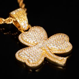 Iced Clover Pendant in Gold