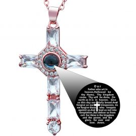 Cross Micro-engraved Bible Verses Projection Necklace
