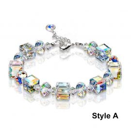 Aurora Square Polygon Bead Crystal Bracelet