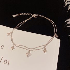 Four-leaf Clover Charm Layered Anklet