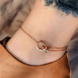 Rose Gold Crystal Roman Numeral Anklet