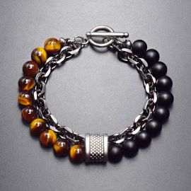 Natural Healing Stone Bead Chain Layer Bracelet