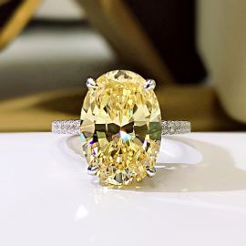 Oval Cut 4 Prong Yellow Stone Ring