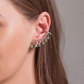Waterdrop Tassel Ear Clip Stud Earrings-Single