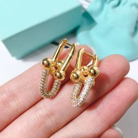 Micro Pave U-shape Short Chain Earrings