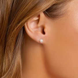 6mm/7mm/8mm White Freshwater Pearl Stud Earrings