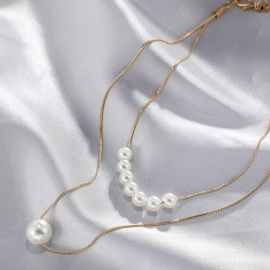 White Pearl Multi-layer Chain Choker Necklace