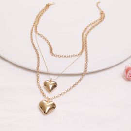 Love Heart Pendants Choker Multilayer Necklace