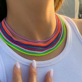 Boho Multicolor Box Chain Choker Necklace