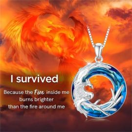 For Self- I Survived  Phoenix Crystal Necklace