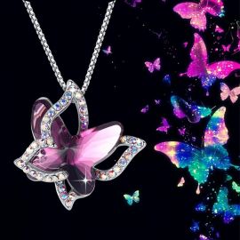She Believed She Could so She Did Crystal Butterfly Necklace - For Daughter