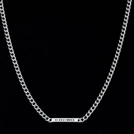 Women's 5mm Personalized Engraved Cuban ID Necklace in White Gold