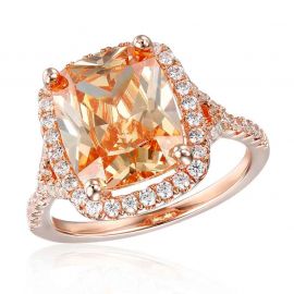 3Ct Elongated Rose Gold Halo Cushion Cut Engagement Ring
