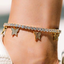 Iced Butterfly Tennis Anklet