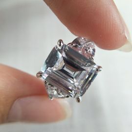 3.5 CT Emerald Cut Three Stone Ring