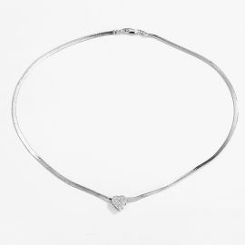 Heart Charm Stainless Steel Snake Chain Choker Necklace