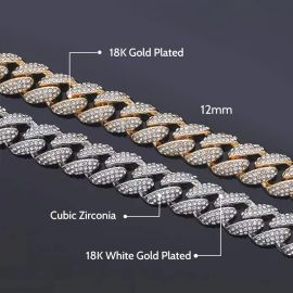 Women's 12mm Micro Paved Cuban Link Chain