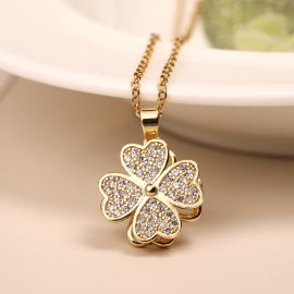 Micro Pave Four-leaf Clover Necklace