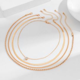 4 Pcs Herringbone Rope Chain Link Necklace Set