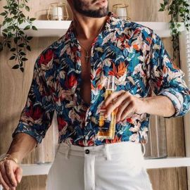 Men Floral Print Shirt Without Tee