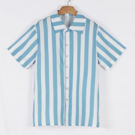 Summer Blue Striped Casual Loose Print shirt