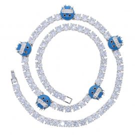 5mm Blue Cold Face Tennis Chain in White Gold