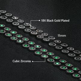 11mm Emerald/Black Marquise Cut Cuban Chain in Black Gold