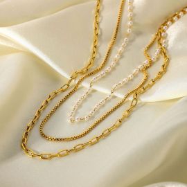 Small Pearl Chain Three-layer Necklace