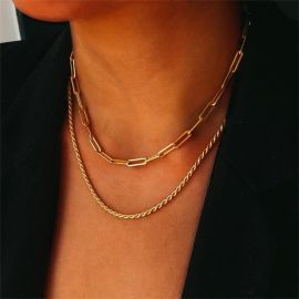 Paperclip Rope Chain Layered Necklace