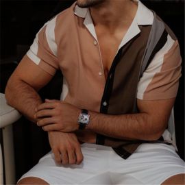 Short Sleeve Cardigan Striped Shirt
