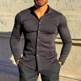 Black Casual Men's Long Sleeve Shirt