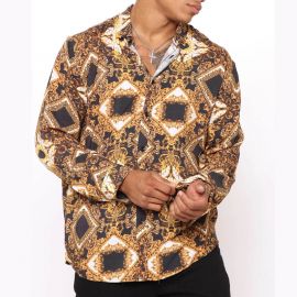 Trendy Fashion Casual Print Lapel Cardigan Top Shirt
