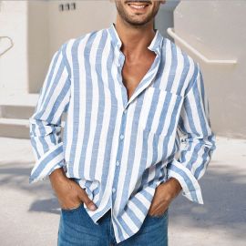Men's Blue Striped Casual Shirt