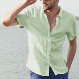 Solid Color Shirt Summer Short Sleeve Casual Men's Shirt
