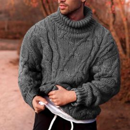 Fashion casual twist high neck men's sweater