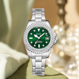 38mm Iced Bezel Green Dial Quartz Watch