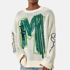 painted letter print knitted sweater