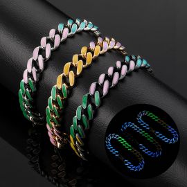 10mm Multi-Color Enamel Miami Cuban Bracelet