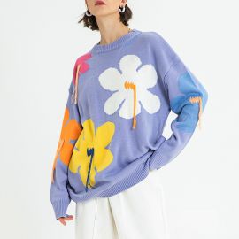 romantic floral design sweater