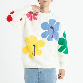 romantic floral design sweater