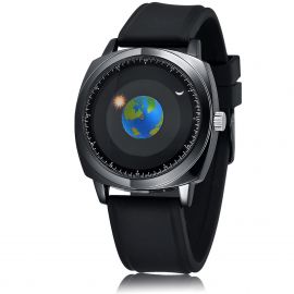 Concept Rotating Earth Dial Sun Moon Pointer Quartz Watch
