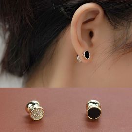 Pavé Round Magnetic Non-Piercing Stud Earrings